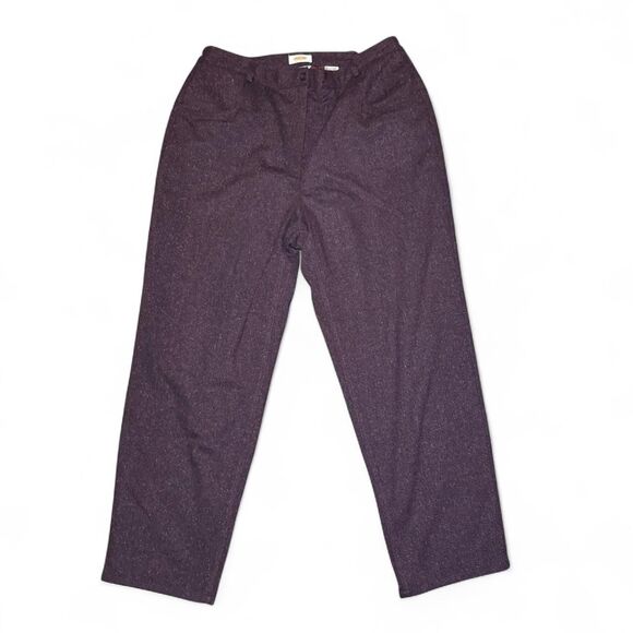 Talbots Woman 20W Purple Wool Blend Lined Stretch Trousers Tweed Pants - Picture 1 of 8